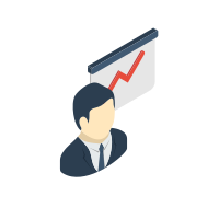 Icon of a business man and a graph